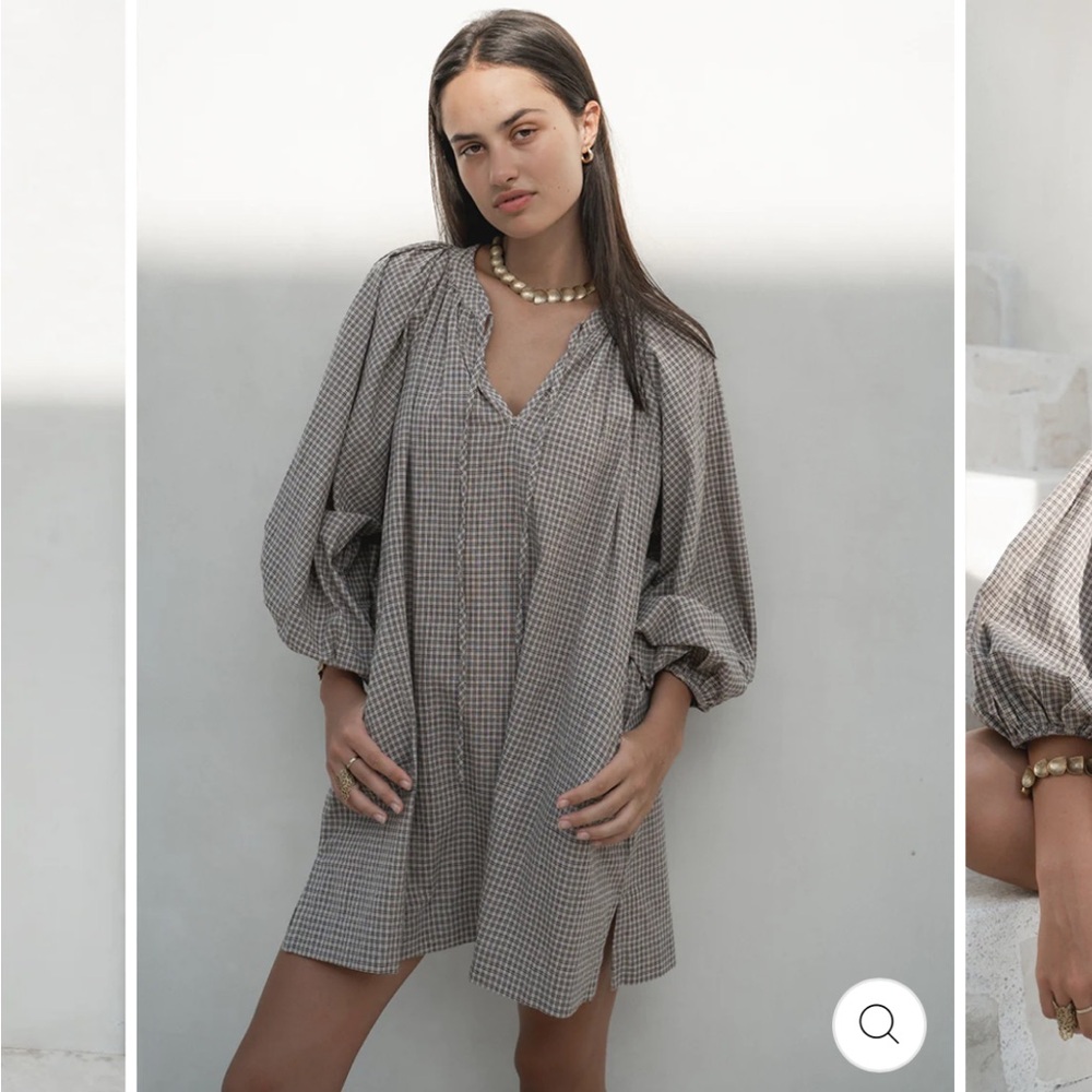 NWT : Daughters of India - Poet Mini Dress in Taupe (S)